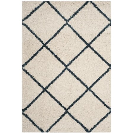 Flowers First 6 x 9 ft. Hudson Shag Power Loomed Rug; Ivory & Slate Blue - Medium Rectangle FL1868177